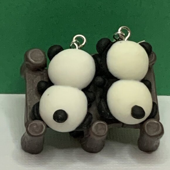 Panda Earring, Panda Bear Jewelry, Gift, Panda Jewelry, Silly Animal Earring - Picture 2 of 9